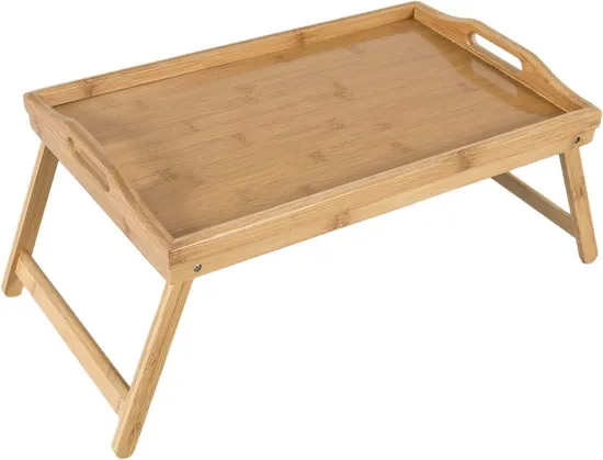 100% Natural Bamboo Bed Tray Table with Foldable Legs