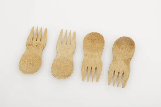 Natural Reusable Mini Bamboo Stubby Spork Set for Camping