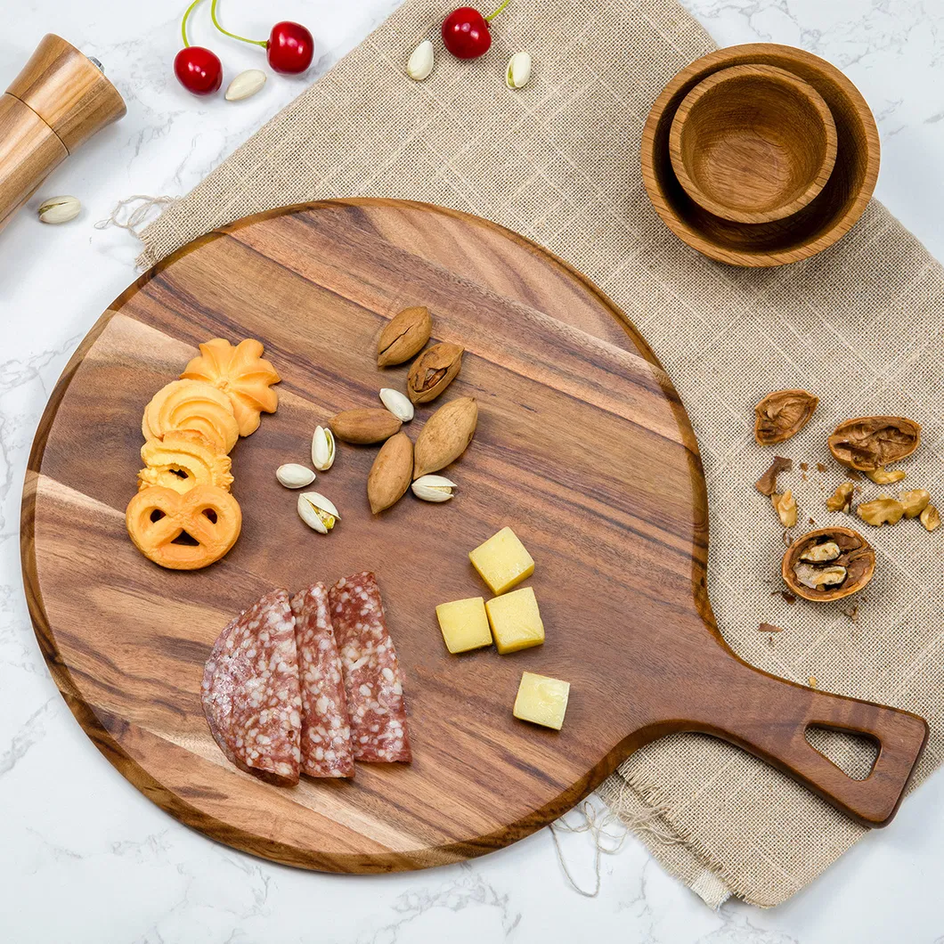 Most Popular Kitchenware Custom Solid Wood Chopping Board with Handle