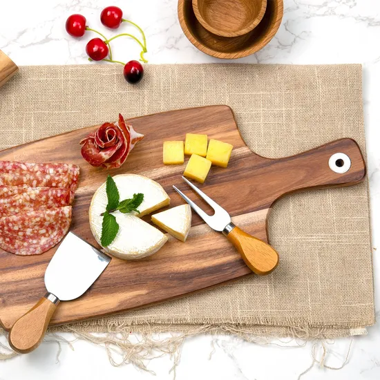 Wholesale Kitchen Products Acacia Wood Cheese Cutting Board with Handle