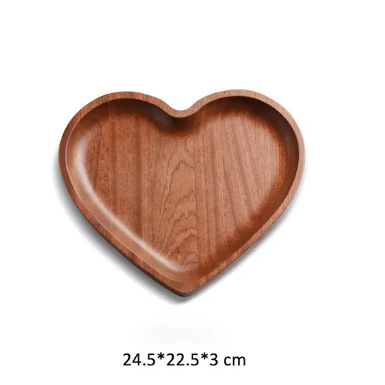 Reusable Heart -Shape Ebony Wood Dishware Fruit and Food Plate