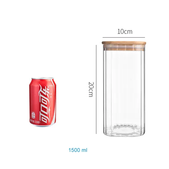 Glass Jar with Bamboo Lid for Coffee Bean Candy Cookie Noodles Nuts Spices