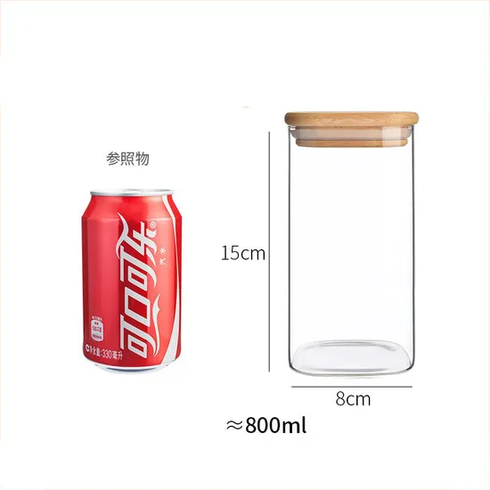 High Glass Storage Jar Candy Cookie Organizerjar with Bamboo Lid for Sale