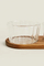 Paddle Shape Acacia Wood DIP Tray with 3 PCS Glass Serving Bowls Set for Sale