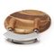 Round Wooden Cutting Board with Double-Blade Stainless Steel Mezzaluna Herb Chopper