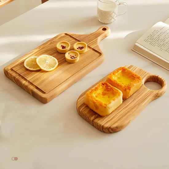 Lightweight Travel-Size Olive Wood Serving Board with Juice Groove