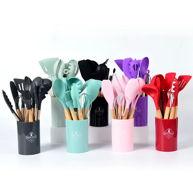 Wholesale Food Grade 12-Piece Silicone Kitchen Gadget Cooking Tools Utensil Set