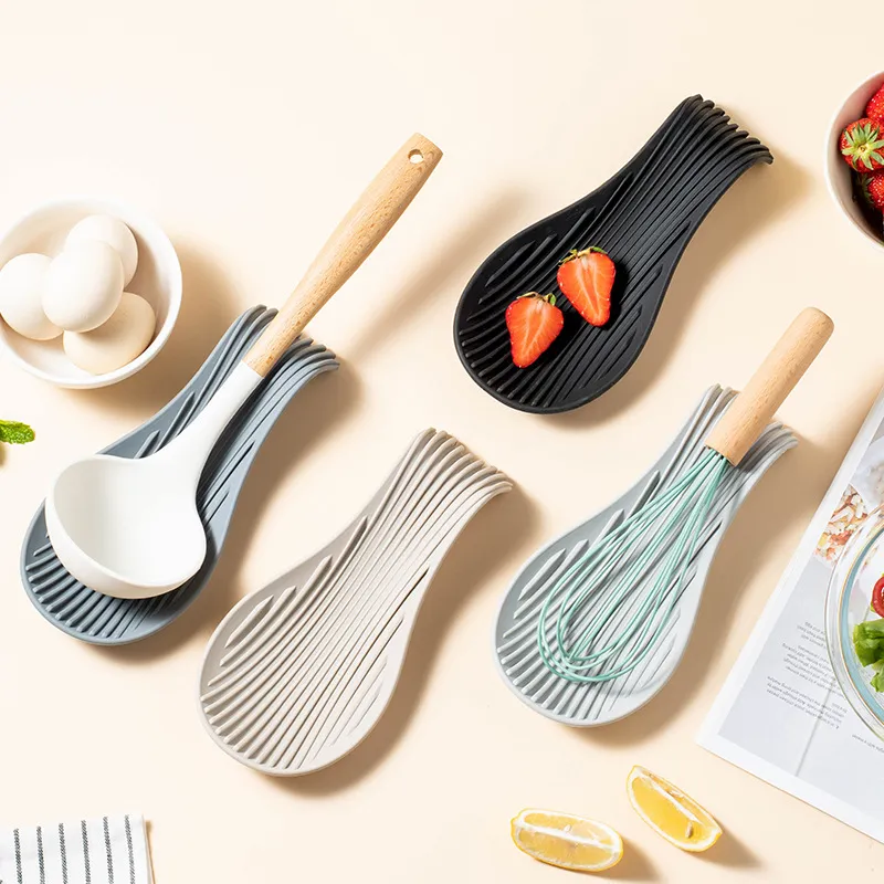 Thickened Non-Slip Silicone Kitchen Gadgets Spatula Spoon Holder Spoon Rest