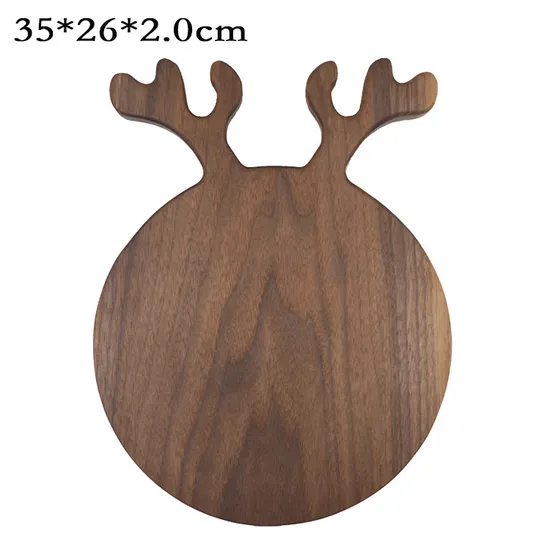 Deer Shape Engraved Walnut Wood Cheese Serving Board with Rustic Finish