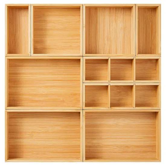 Space - Saving 8 - Pack Bamboo Storage Organizers Set Box Set for Bathroom, Kitchen & Office Drawers