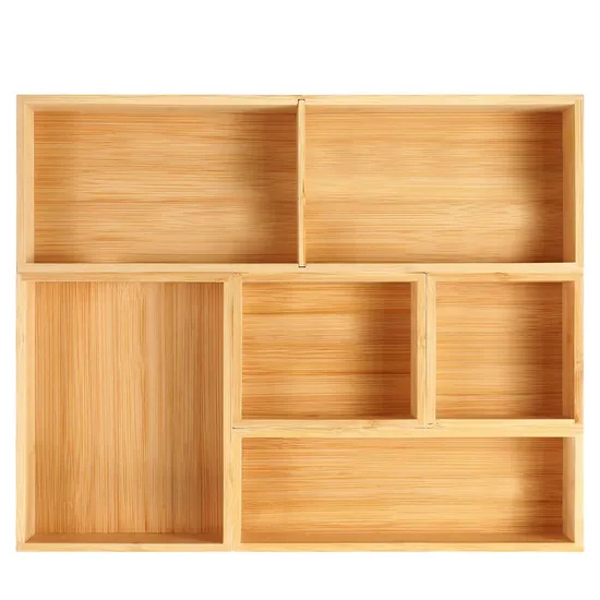 Compact 6-Pack Bamboo Storage Box Set for Bathroom, Office & Tea Storage & Cutlery & Drawer