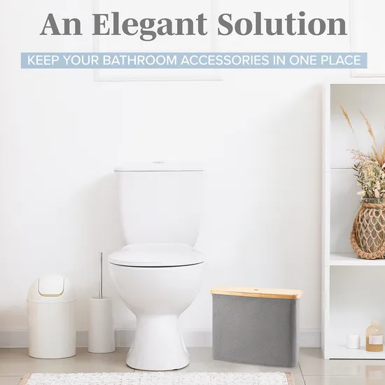 Water-Proof Grey Color Toilet Paper Holder with Bamboo Lid