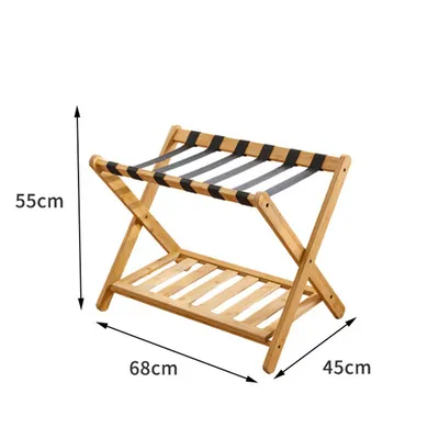 Hotel Room Floor-Standing Foldable Bamboo and Wood Luggage Rack Luggage Storage Slipper Rack.