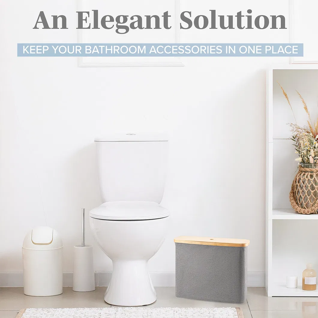 Water-Proof Grey Color Toilet Paper Holder with Bamboo Lid