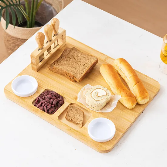 Hot Selling Large Bamboo Cheese Board with knives Set and Knife Holder