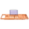 Retractable Multifunctional Non-Slip Bamboo Bathroom Shelf Bathtub Shelf with Red Wine Stand