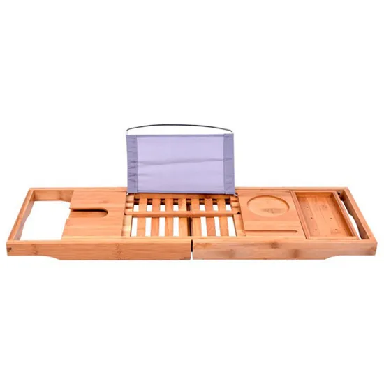 Retractable Multifunctional Non-Slip Bamboo Bathroom Shelf Bathtub Shelf with Red Wine Stand