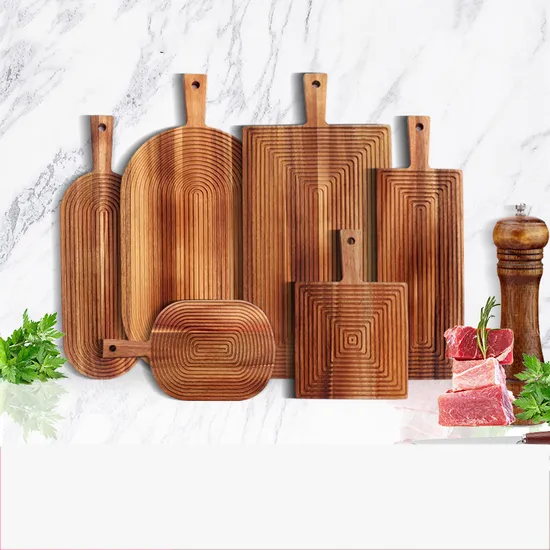 Premium Acacia Wood Paddle Cutting Board with Handle
