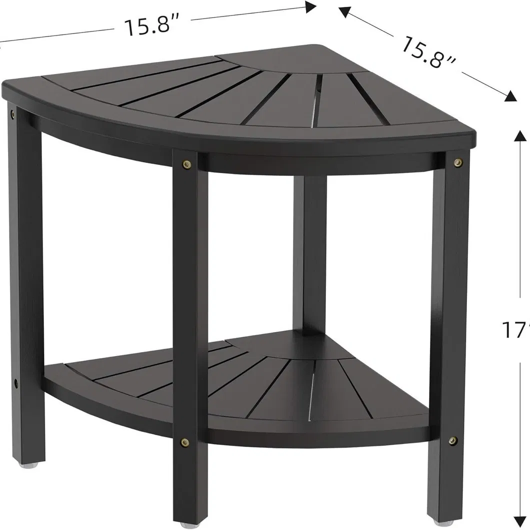 Luxury Black Color Bamboo Corner Shower Stool Bathroom Storage Stool