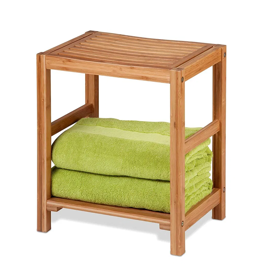 Waterproof Bamboo Bathroom Storage Stool Bath Stool Shoe-Changing Stool