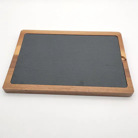 Rectangle Acacia Wood Serving Plate Slate Serving Board for Meat, Desserts, Cheese