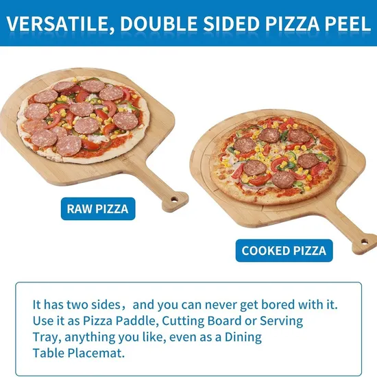 Lightweight Smart 21X14 Inch Bamboo Pizza Peel Pizza Tray Pizza Cutting Board