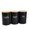 Metal Kitchen Storage Set Canisters Set of 3 for Coffee Tea Sugar