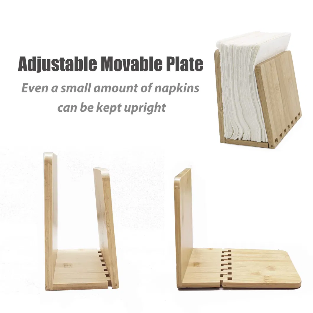 Adjustable Bamboo Napkin Holder for Dining Room, Picnic, Kitchen Table Indoor Outdoor