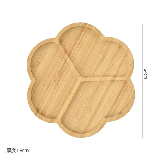 8 Inch 4 Divided Bamboo Multipurpose Bamboo Serving Plates for Dining/Coffee Table /Charcuterie
