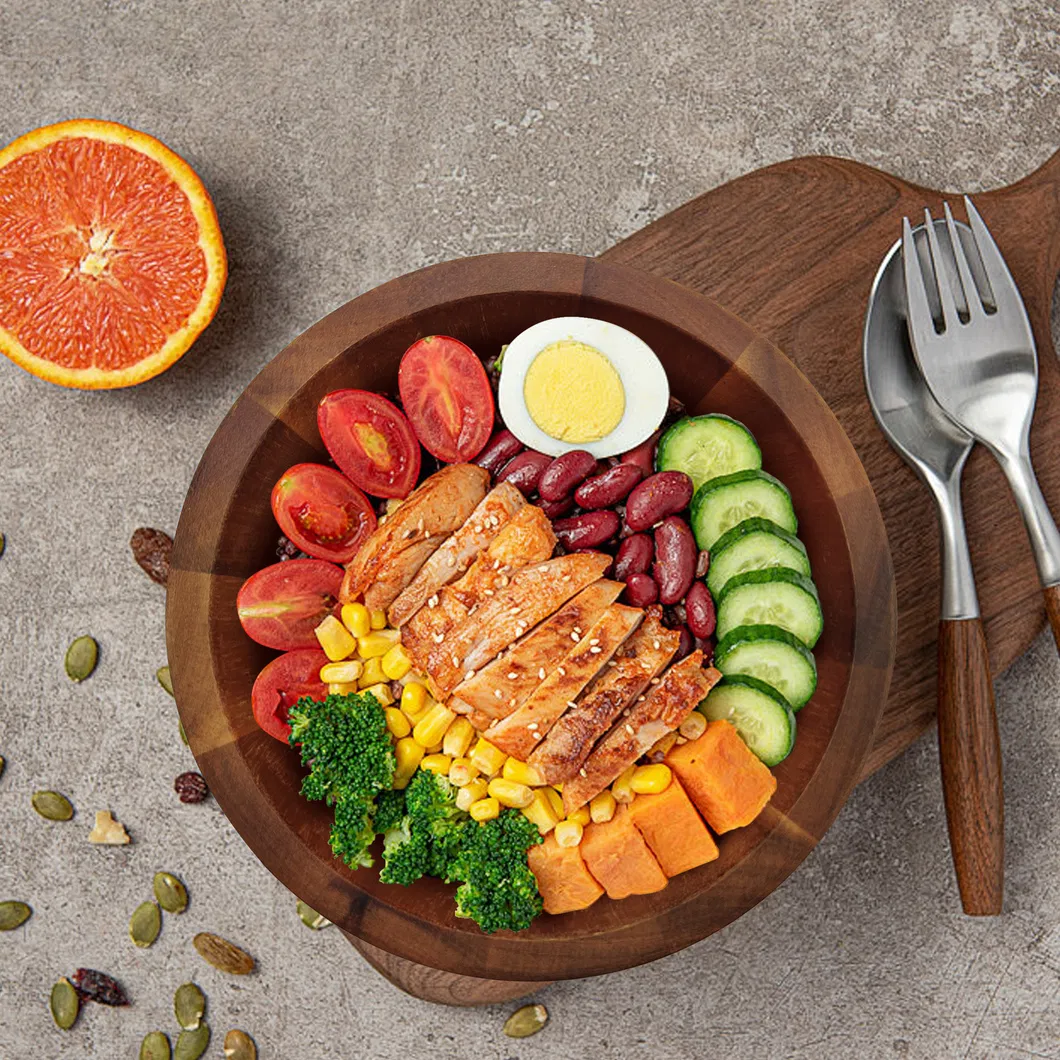 Small and Round Acacia Wood Fruit Bowl Salad Bowl