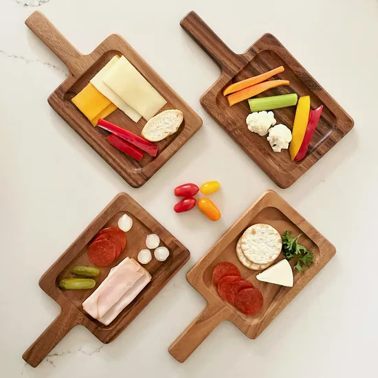 Laser-Engraved Acacia Wood Serving Board Custom Serving Tray with Handles