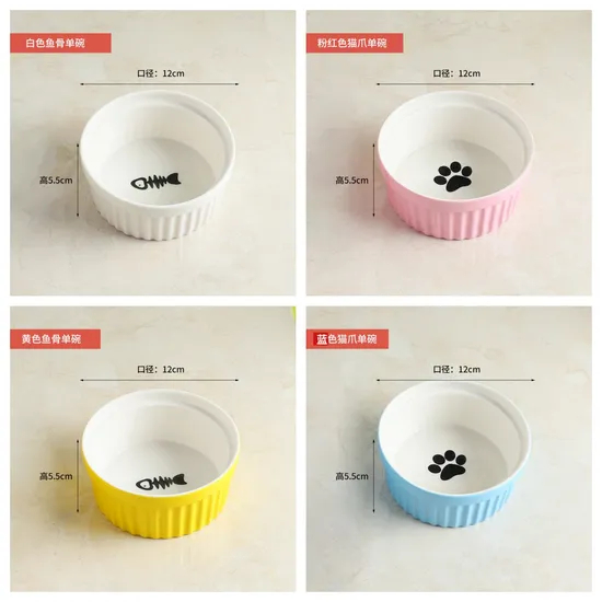 Anti - Spillage Ceramic Pet Food Bowl with Bamboo Stand for Dogs and Cats