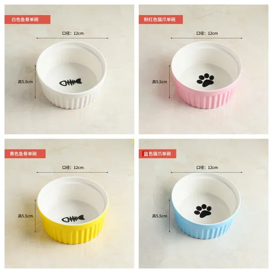 Anti - Spillage Ceramic Pet Food Bowl with Bamboo Stand for Dogs and Cats