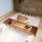 Luxury Extendable Acacia Wooden Bathtub Caddy Tray with Wine Holder and Book Stand