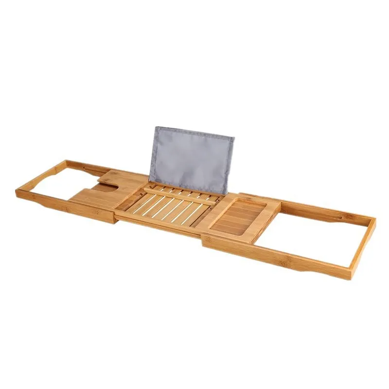 Bamboo Bathtub Rack Wine Book Tablet Phone Soap Holder