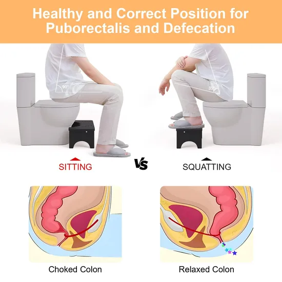 Durable Black Color Height - Increasing Bamboo Toilet Stool