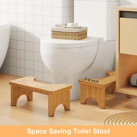 Natural Non - Slip Bamboo Squatting Toilet Stool for Adults and Children