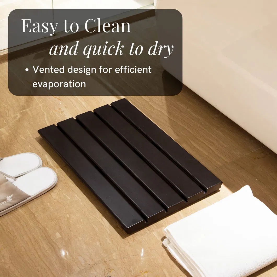 Black Color Household Bamboo Bath Mat for Bathroom