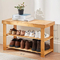 Sturdy 3 Tier Bamboo Shoe Rack Wooden Bench for Entryway, Bedroom, Living Room, Balcony