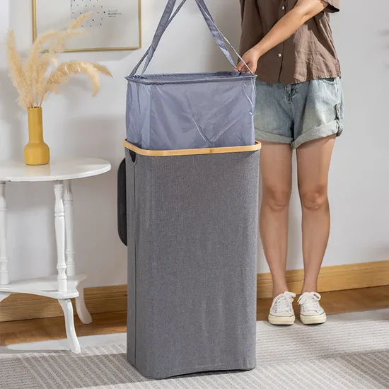 Large - Capacity Modern Dust - Proof Bamboo Oxford Cloth Laundry Basket with Inner Bag