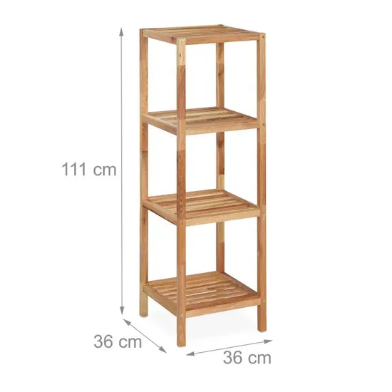 Bathroom Furniture 4 Tier Free Standing Acacia Wood Bathroom Rack Bathroom Shelf with 4