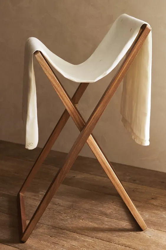 Folding Acacia Wood Bathroom Towel Rack Drying Shelf Wooden Hanging Racks