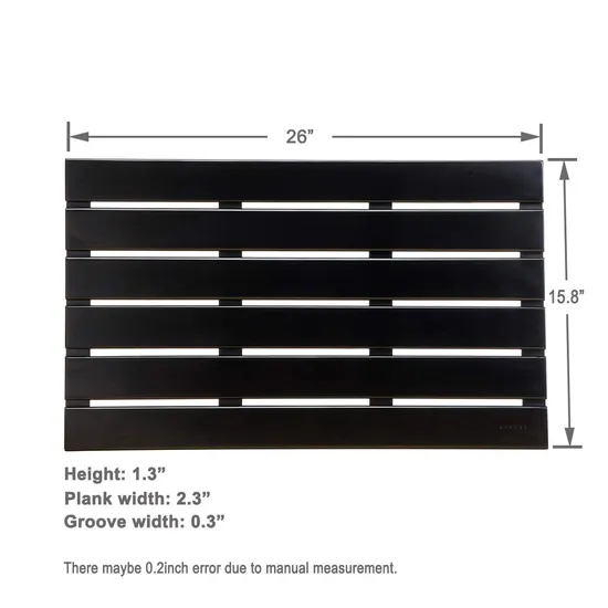 Large Black Color Bamboo Floor Mat for Bathroom