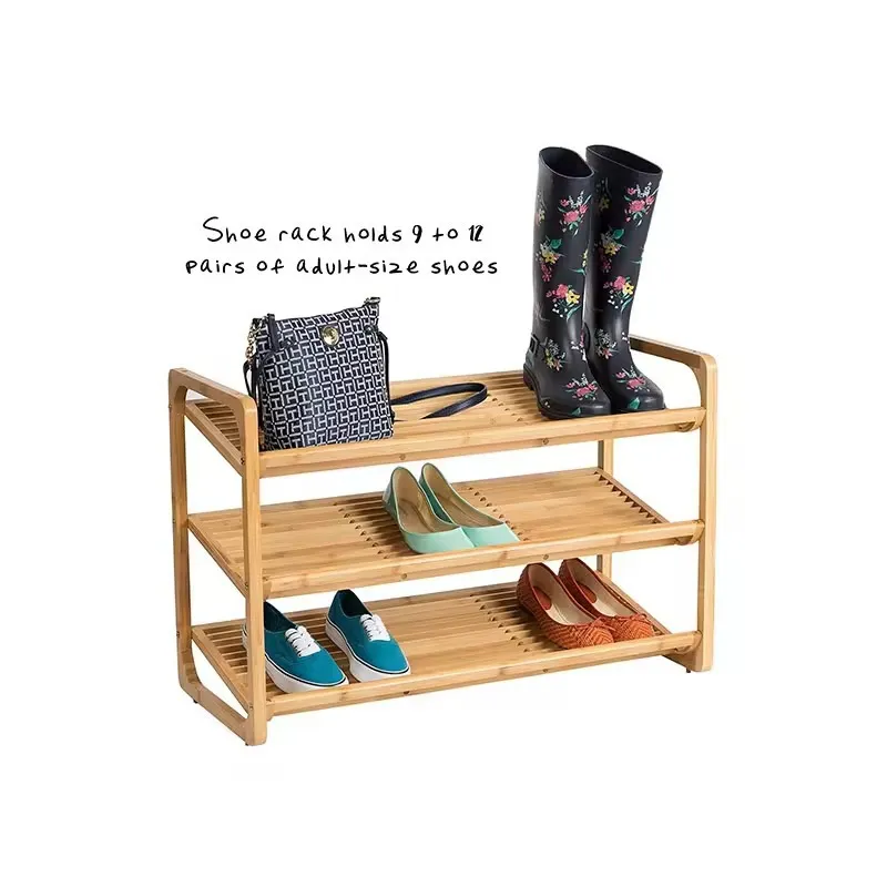 3-Tiers Bamboo Shoes Rack Shelf Organizer for Entryway