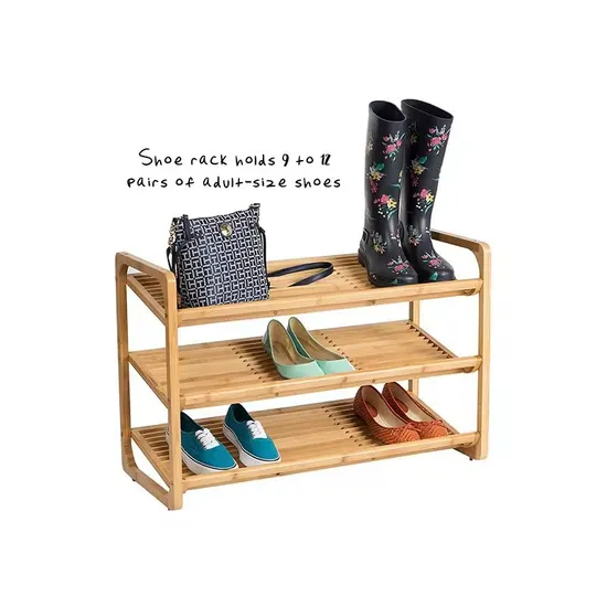 3-Tiers Bamboo Shoes Rack Shelf Organizer for Entryway