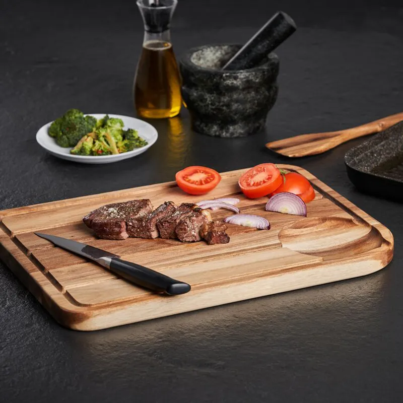Extra Large Acacia Wood Beaf and Meat Cutting Chopping & Serving Board with Juice Groove