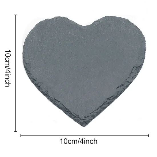 Rustic Style Heart Shaped Slate Coasters Set for Country Kitchens