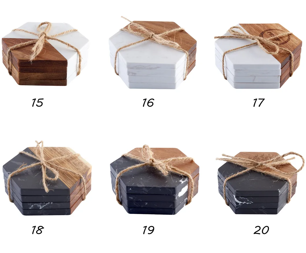 Factory-Direct Heatprofft and Non-Slip Marbe Coasters Set for Coffee Shops and Restaurants