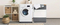 Large Capacity Black and White Spliced Foldable Bamboo Fabric Laundry Basket with Cover and Wheels