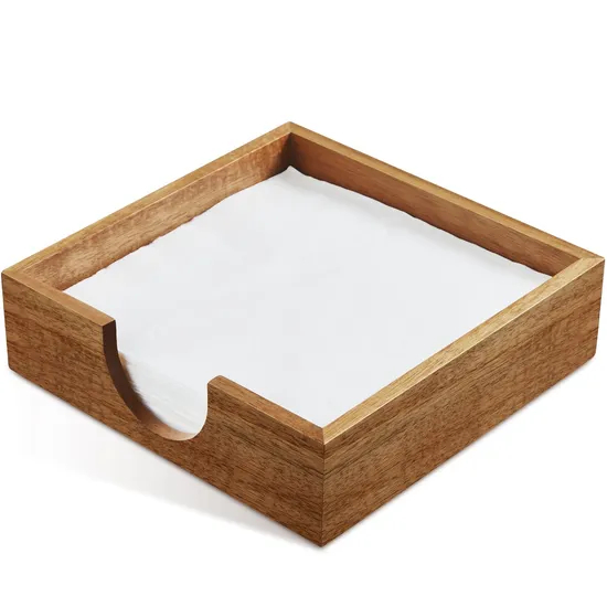 7.2 Inch Acacia Wood Tabletop Tissue Dispenser for Home / Restaurant / Hotel